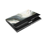 siphylline Blue Golden Lines Marble Ultra-thin business card holder case with Leather and Stainless Steel card storage for Protects Your Cards