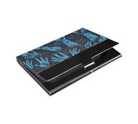 siphylline Blue Hands Reaching Out Ultra-thin pocket business card holder with Leather and Stainless Steel small card holder for Business Meeting Use