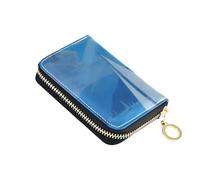 siphylline Blue Seaside Sailboat leather wallet card holder With 2 cash slot RFID Blocking women's card cases with zipper