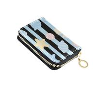 siphylline Blue Shell leather card wallet for men With 2 cash slot RFID Blocking credit card holder for women with zipper
