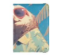 siphylline Blue Summer Beach Sloth Leather Passport Card Holder Cover Combo Wallet Combo Document Organizer Holder Accessories Ultra Slim