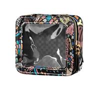 siphylline Bohemia Tribe Feather Colorful Cute Makeup Case Bag Clear Toiletry Bags Cosmetic Bags Organizer for Traveling, Bohemia tribe feather colorful, One Size