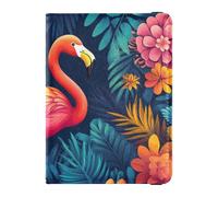 siphylline Bohemian-Style Flamingo Flower Flat Design Vibrant Colors Leather Passport Card Holder Cover Combo Travel Documents Organizer Protector Passport Holder Case Lightweight