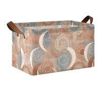 siphylline Boho Chic Moon Round Retro Biege Rectangle Storage Baskets Fabric Storage Bins with Handles Closet Organizers and Storage for Organizing Toys, Books, Shelves, Closet