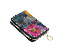 siphylline Bright Flowers on The Marble leather card holder wallet for men With 9 cards slot RFID Blocking card holder for women with zipper
