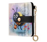 siphylline Bumble Bees Flowers Women's Leather Folding Wallet Convenient Everyday PU Leather Wallet for Girls Women Ladies