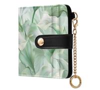 siphylline Calla Lily Flower Mint Green Ladies PU Leather Bifold Wallet Waterproof Premium PU Leather Wallet for Women