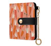 siphylline Carrots Orange Pink Childlike Women's Folding Card Wallet Waterproof Minimalist PU Leather Wallet for Women