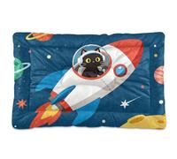 siphylline Cartoon Black Cat Space rocketing Pet Sleeping Mat Soft Comfortable Anti-Slip Bottom Cat Kennel Crate Pad for Large Jumbo Medium Small Dogs 36" x 24"