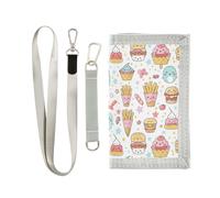 siphylline Cartoon Burger Fries Ice Cream trifold money clip wallet cool gifts minimalistic money clip with lanyard, Cartoon Burger Fries Ice Cream, One Size