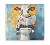 siphylline Cartoon Cow Vintage Toilet Reading Newspaper Pu Leather Registration and Insurance Card Holder Wallet Accessories Case for Cards, Essential Document Driver License, cartoon Cow Vintage