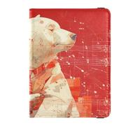 siphylline Cartoon Cute Bear Music Score Burgundy Leather Passport Holders Passport Cover Passport Cover with RFID Blocking Waterproof