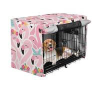 siphylline Cartoon Cute Flamingo Pink Dog Cage Covers Kennel Covers Dog Crate Curtains