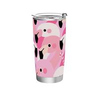 siphylline Cartoon Cute Flamingo Pink Stainless Steel coffee cup Leak Resistant Flip travel mug 20oz for coffee modern 20oz