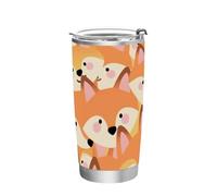 siphylline Cartoon Cute Fox Orange Stainless Steel insulated cup Leak-proof Lid coffee mug insulated for outdoor cute tumbler 20oz