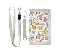siphylline Cartoon Cute Fruits Drink trifold thin wallets for men for woman nylon card holder wallet for men with lanyard, cartoon cute fruits drink, One Size