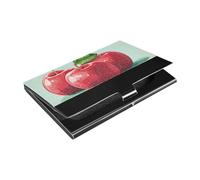 siphylline Cartoon Red Apples Green Ultra-thin small business card holder with Leather and Stainless Steel small card holder for Protects Your Cards