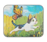 siphylline Cat Chasing A Colorful Butterfly Summer Cool mats Self Cooling pad for Outdoor cat for Pig Outdoor Cats Non-Electric Manta refrescante para perro S