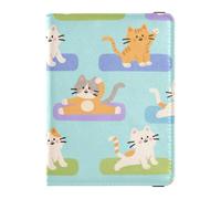 siphylline Cats Doing Yoga Cartoon Leather Passport Holder Cover Wallet Card Holder Passport Case Passport Holder Case Waterproof