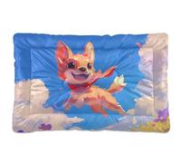 siphylline Chibi-Style Cartoon Cute Brown Dog Pet Bed Mat Non-Slip Soft Comfortable Pet Mat for Medium/Large Dogs 36" x 24"