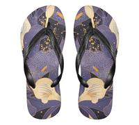 siphylline chic white purple Calla lily vintage rubber women flip flops supportive men's flip for vacation, Chic White Purple Calla Lily Vintage, L