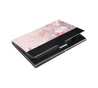 siphylline Chinese Style Flowers Peach Ultra-thin business card holder case with Leather and Stainless Steel card holder modern for Travel Home or Office Use