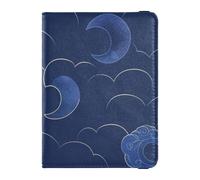 siphylline Chinese Style Moon Cloud Dark Blue Leather Passport Holder Cover Wallet Passport Case Passport Cover with RFID Blocking Ultra Slim