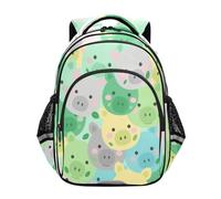 siphylline Clean Design Backpack for Kids Teens Boys School Bag Boys Casual Shoulder Daypack Cartoon Cute Pig Green, Cartoon Cute Pig Green, S