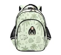 siphylline Clean Design Backpack for Teens Laptop Bags Children Casual Day pack Wild Animal Monkey Pig Coconut Tree Ark Green, Wild Animal Monkey Pig Coconut Tree Ark Green, S