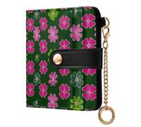 siphylline Clover Leaf Fuchsia Sage Green Ladies Classic Foldable Wallet Convenient Premium PU Leather Wallet for Women Boys Girls