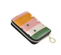 siphylline Colored Stripes and Origin leather credit card wallet with Cion Purse RFID Blocking men's card cases with zipper