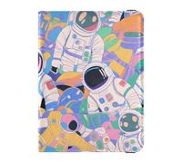 siphylline Colorful Cartoon Cute Astronauts Leather Passport Holders Travel Passport Wallet Passport Cover Holder Wallet Case Ultra Slim