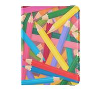 siphylline Colorful Cartoon Cute Pencils Leather Passport Holder Cover Wallet Vaccine Case Protector Cover Cute Passport Book Lightweight