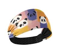 siphylline Colorful Square Panda Cartoon Cute Moisture Wicking women headbands Stretchy hair bands for basketball make up hiking Running
