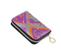 siphylline Constellation Airbrush Style Purple Orange leather small credit card wallet With 9 cards slot RFID Blocking card organizer with zipper