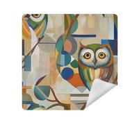 siphylline Cosmetic Bag Camera Lens Cloth Self-Adhesive Makeup Organizer Wrap 13.8 X 13.8 Wrapper Cosmetic Organizers For Travel, Abstract owl Picasso-style, 21.7x21.7in
