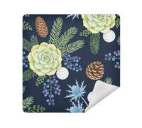 siphylline Cosmetic Bag Camera Lens Cloth Self Adhesive Travel Make Up Organizer Wrap 13.8 X 13.8 Wrapper For Toiletries, William Morris Green retro flowers, 21.7x21.7in