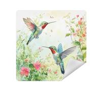 siphylline Cosmetic Bag Cloth Magic Cosmetic Organizer Wrap 13.8 X 13.8 Wrapper Makeup pouching For Women, hummingbird flowers pastel spring, 21.7x21.7in