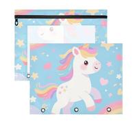 siphylline Cosmetic Bag Multi-Purpose 3 Hole Pocket for A4 Paper Letter 2 Pack Students Storing School Students Teacher Supplies Cute Cartoon White Rainbow Unicorns