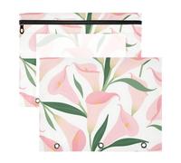 siphylline Cosmetic Bag Portable 3 Hole Punch for 3 Rings Binder 2 Pack Students Classroom Supplies Vintage Pink Calla Lily Chic