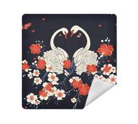 siphylline Cosmetic Pouchs Camera Lens Cloth Portable Travel Organizer Wrap 13.8 X 13.8 Wrapper Makeup pouching For Women, swan Japanese style heart Valentine's, 21.7x21.7in