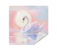 siphylline Cosmetics Pouchs Camera Lens Cloth Magic Sticker Cosmetic Bag Organizer Wrap 13.8 X 13.8 Wrapper For Toiletries, Blush swan, 21.7x21.7in