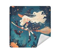 siphylline Cosmetics Pouchs Camera Lens Cloth Magic Sticker pouching Organizer Wrap 13.8 X 13.8 Wrapper Cosmetic Organizers For Travel, cute halloween witch girl, 17.7x17.7in