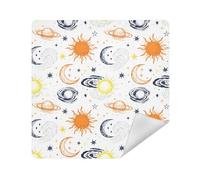 siphylline Cosmetics Pouchs Camera Lens Cloth Portable Travel Organizer Wrap 13.8 X 13.8 Wrapper For Toiletries, retro sun moon orange white, 17.7x17.7in