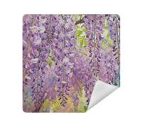 siphylline Cosmetics Pouchs Cloth Magic Sticker Toiletry Organizer Travel Wrap 13.8 X 13.8 Wrapper For Toiletries, Purple wisteria lilac flower oil painting, 13.8x13.8in