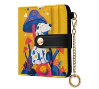 siphylline Crazy Creature Dogs Mushroom Multicolor Women's Compact Folding Wallet Unique PU Leather Wallet With Card Slots for Women Boys Girls