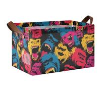 siphylline Crazy Mangas Apes Multicolor Sturdy Storage Basket Foldable Storage Bins with Handles Cube Organizer for Organization