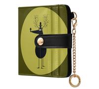 siphylline Crazy Oval Birdman Olive Green Women's Folding Card Wallet Cute PU Leather Wallet for Women Girls