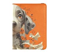 siphylline Cute Beagle Dog White Sheet Music Score Orange Leather Passport Holder Covers Case Travel Passport Wallet Passport Holder Case Lightweight