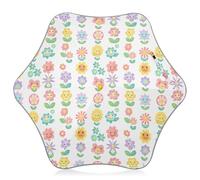 siphylline Cute Cartoon Flowers White Background Child Umbrellas for Rain Windproof Umbrella with Reflective Strip Safety Pinch-Proof for Kids Boys and Girls